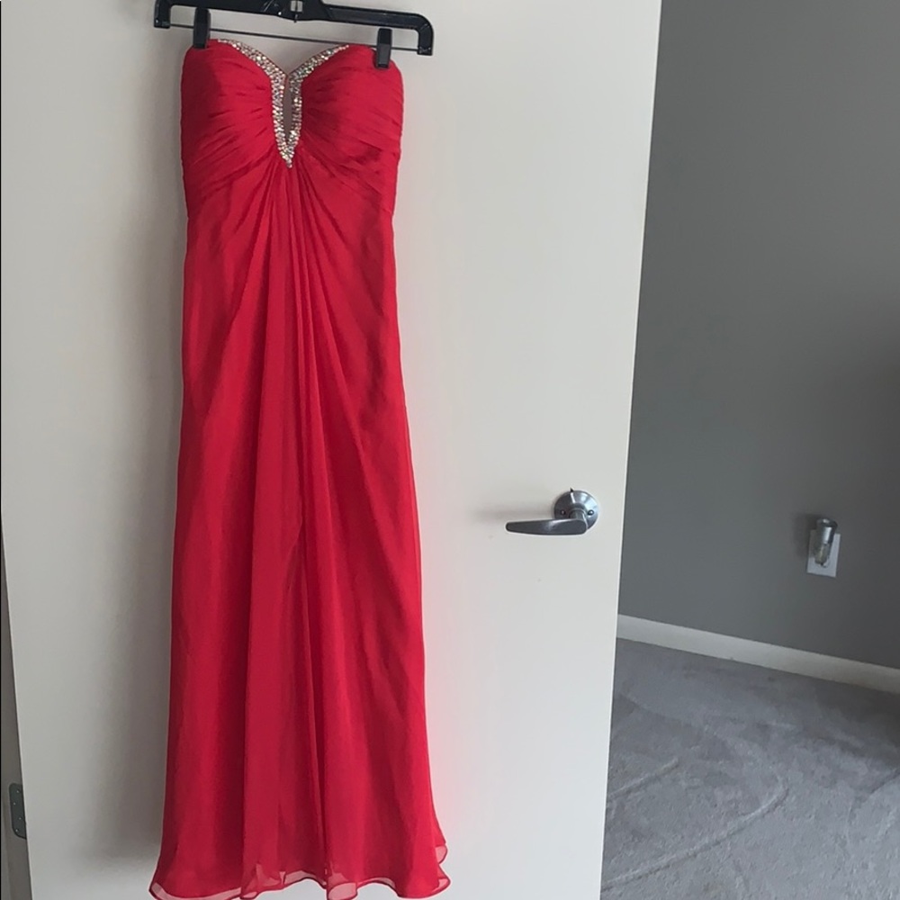 La Femme Strapless Prom Dress (Pink)